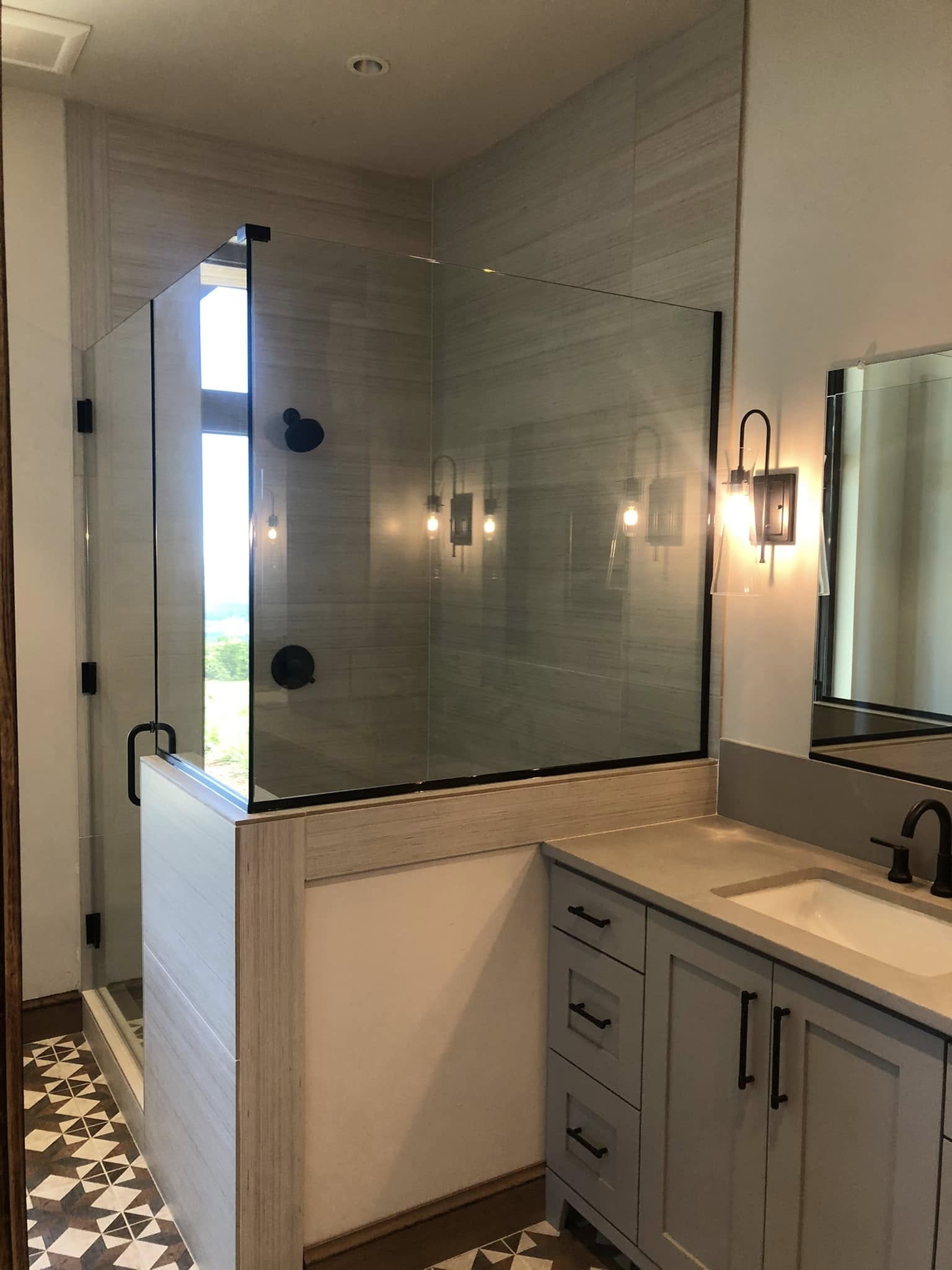 Corner Shower, Matte Black